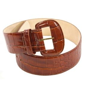Vintage NORDSTROM Belt Sz S / 28 Brown Chestnut Alligator Embossed USA #B1269